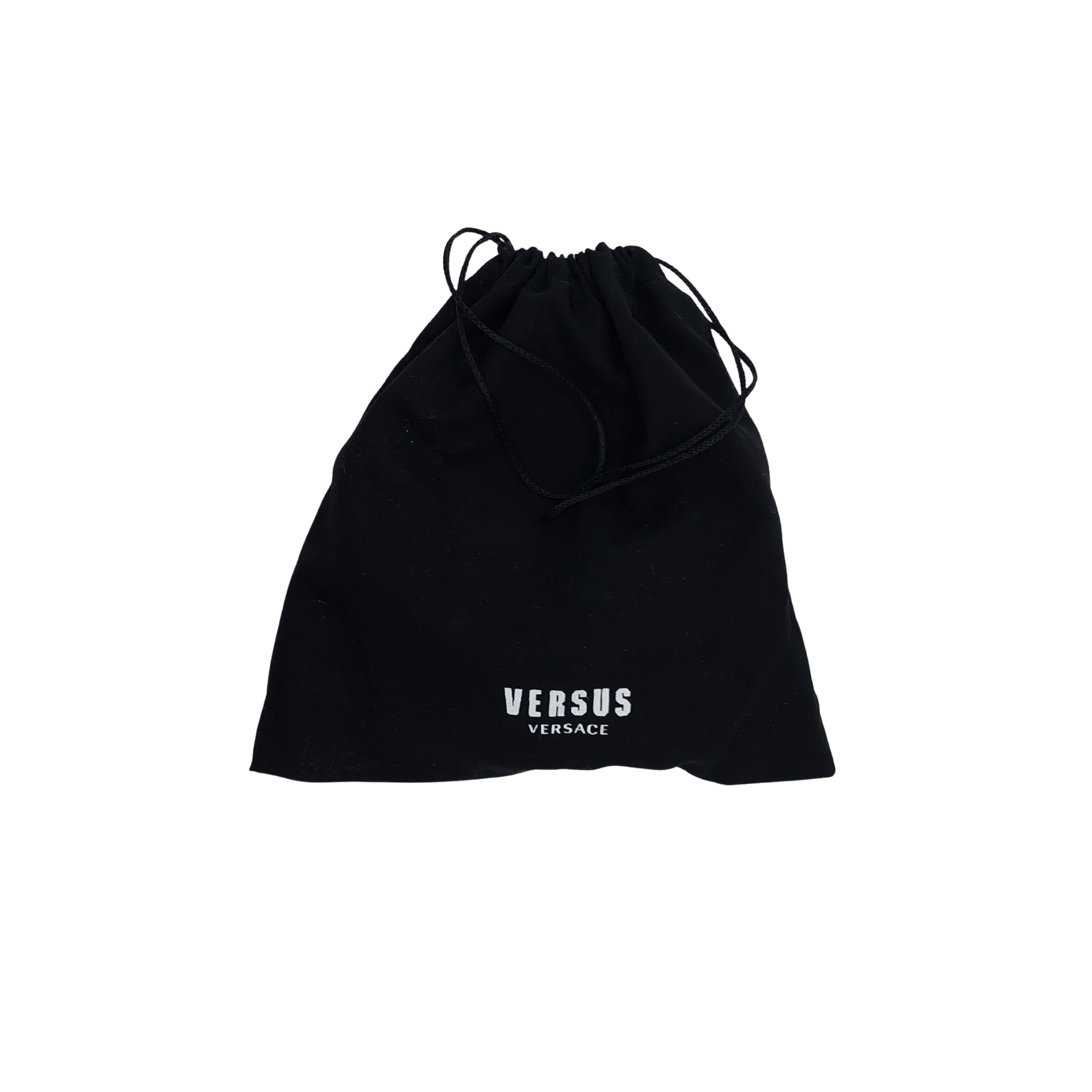 Black Versace belt with silver lion buckle