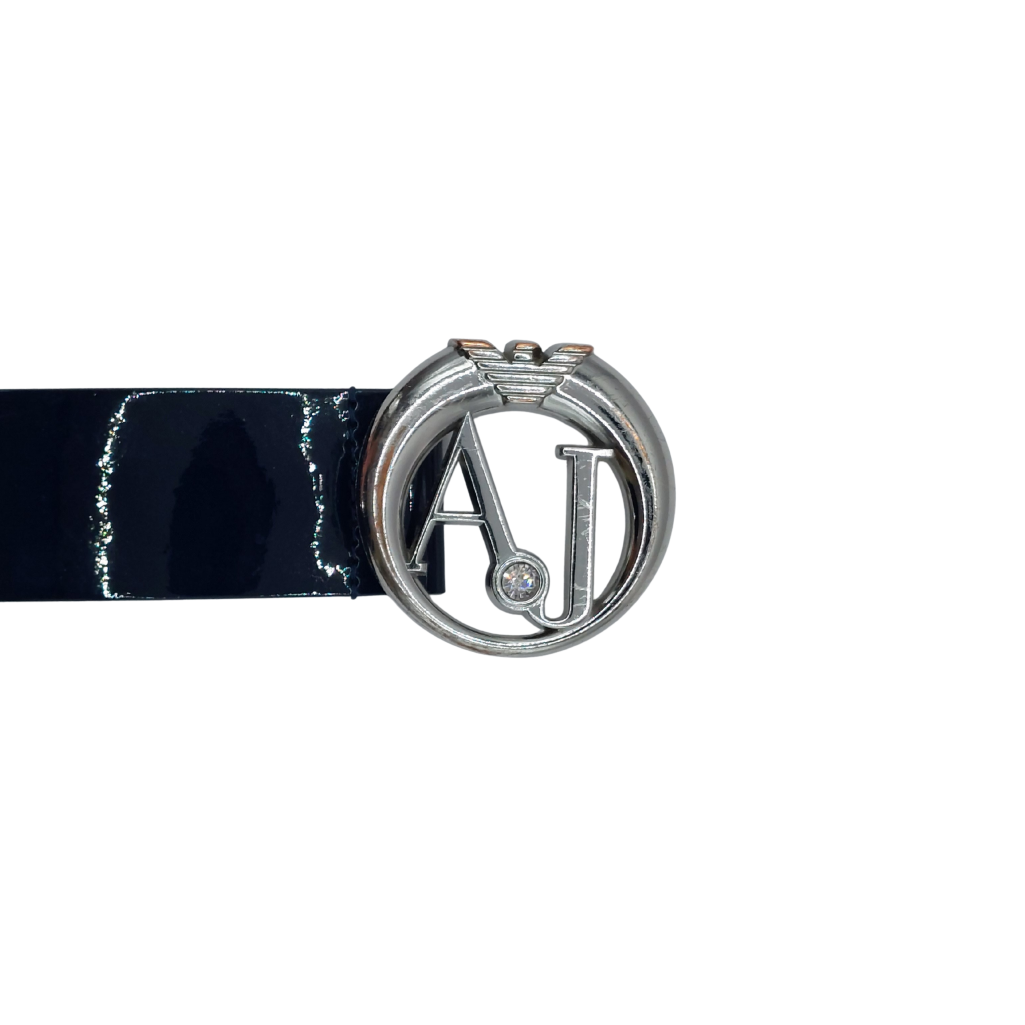 Armani Jeans dark blue glossy leather belt