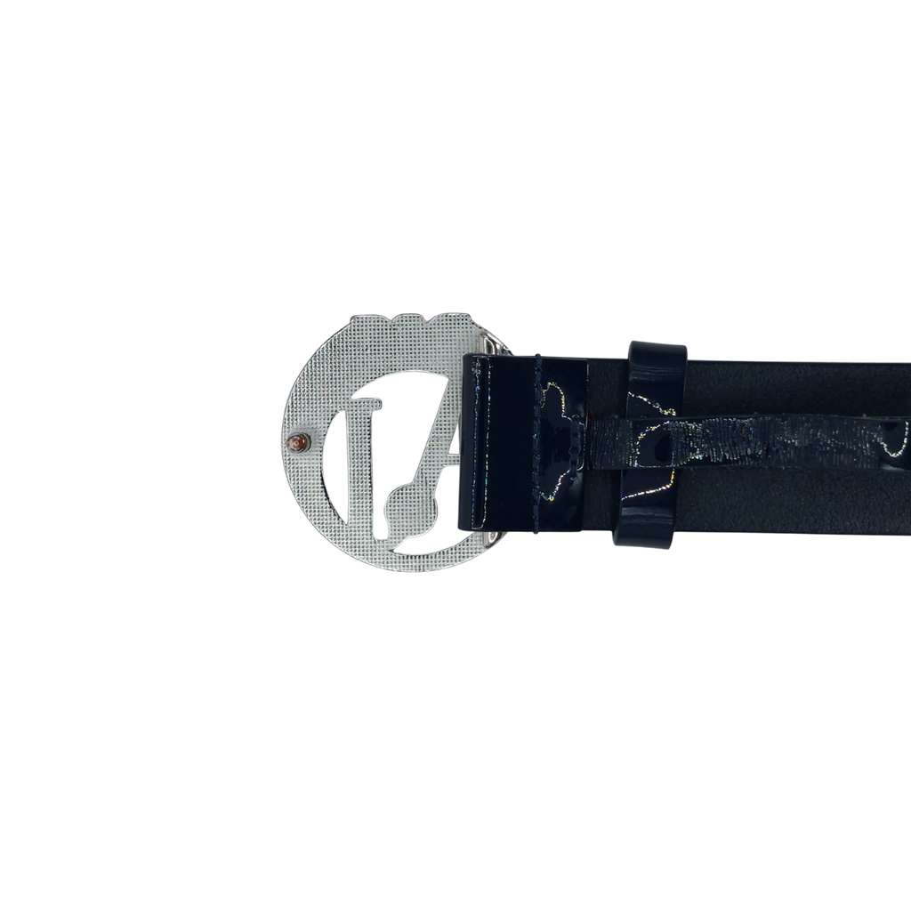 Armani Jeans dark blue glossy leather belt