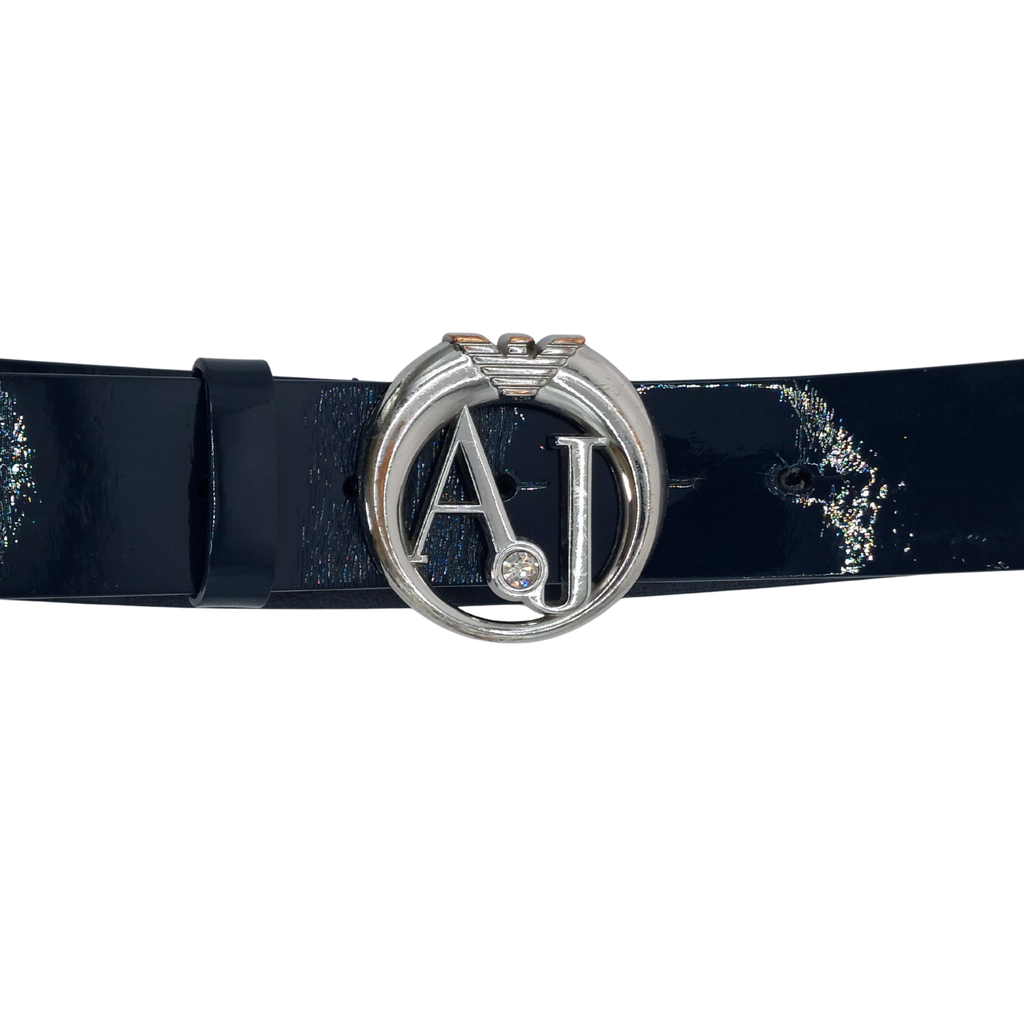 Armani Jeans dark blue glossy leather belt